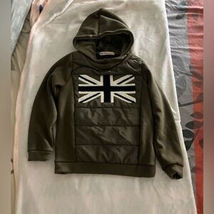 Olive Green Kids Hoodie with Flag  Design